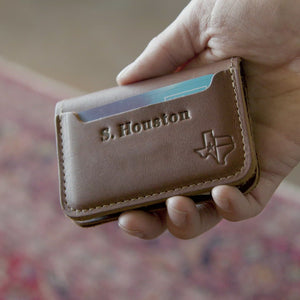 The Texas Gates Personalized Fine Leather Bifold Money Clip Wallet wit -  Holtz Leather